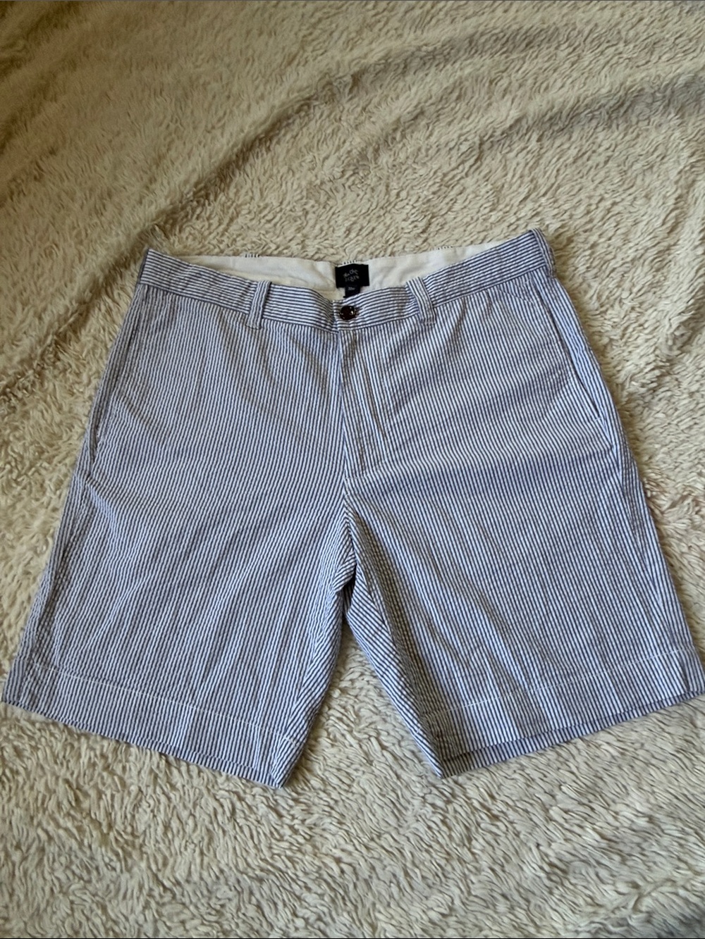 J. Crew Men's Navy and White flex chino  Flat-Front Shorts size 33W